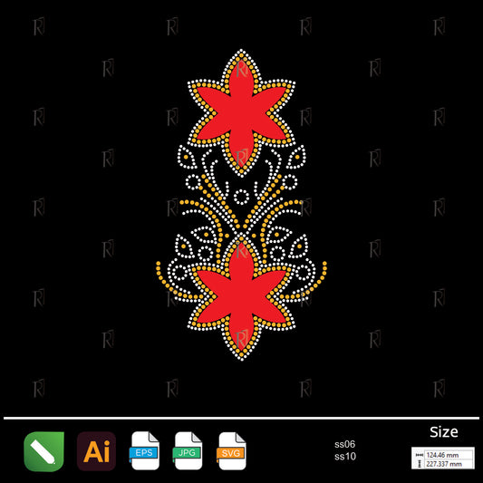 Red Bloom Double Flower Rhinestone – Premium Rhinestone Design by Rhinestone1