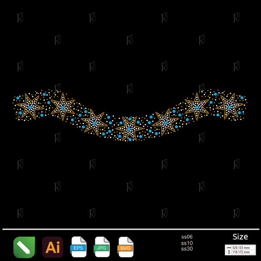 Wavy Star Border Rhinestone – Premium Rhinestone Design by Rhinestone1