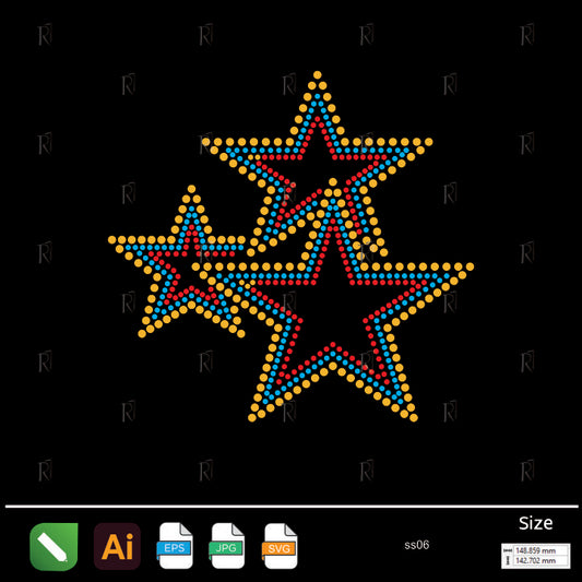 Triple Star Glow Rhinestone – Premium Rhinestone Design by Rhinestone1