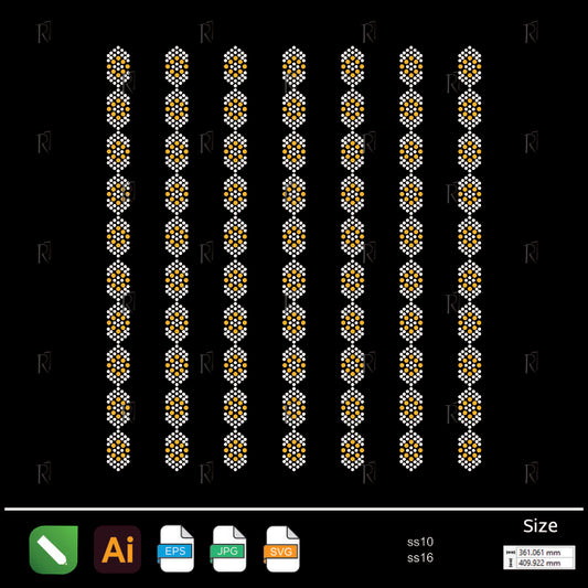 Honeycomb Linked Border Rhinestone – Premium Rhinestone Design by Rhinestone1