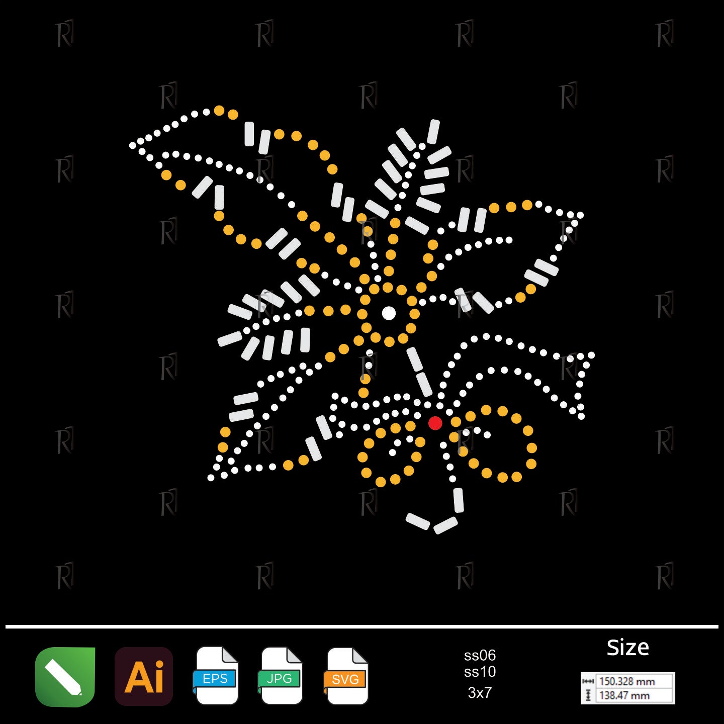 Elegant Floral Rhinestone Motif – Premium Rhinestone Design by Rhinestone1
