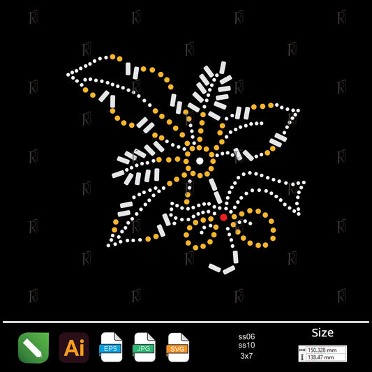 Elegant Floral Rhinestone Motif – Premium Rhinestone Design by Rhinestone1