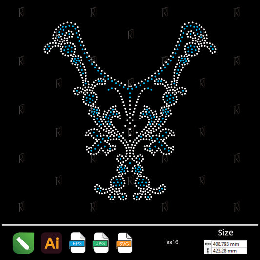 Elegant Floral Cascade Rhinestone Design – Premium Rhinestone Design by Rhinestone1