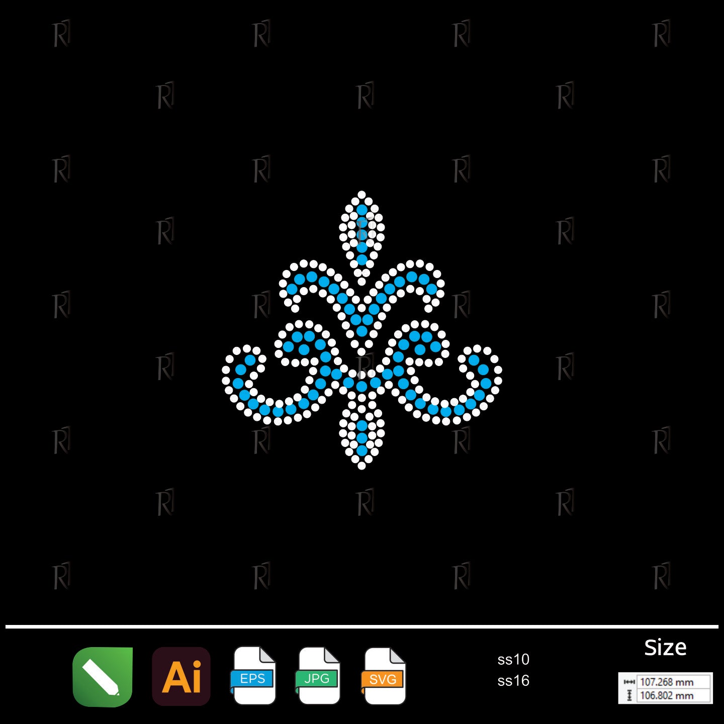 Blue Crest Flourish Rhinestone – Premium Rhinestone Design by Rhinestone1