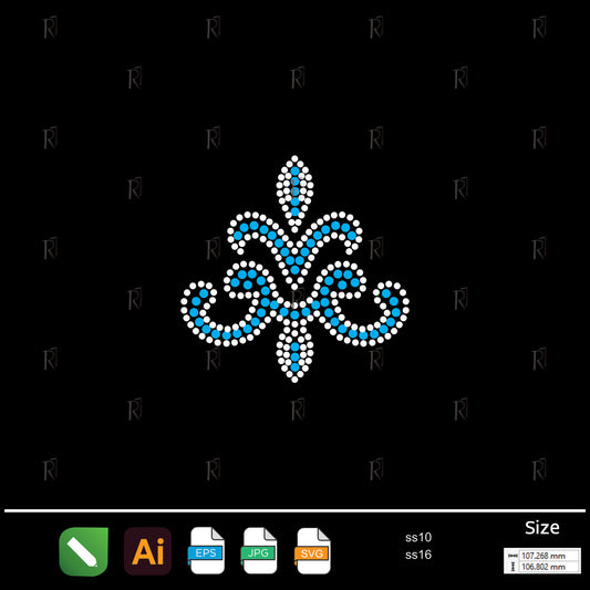 Blue Crest Flourish Rhinestone – Premium Rhinestone Design by Rhinestone1