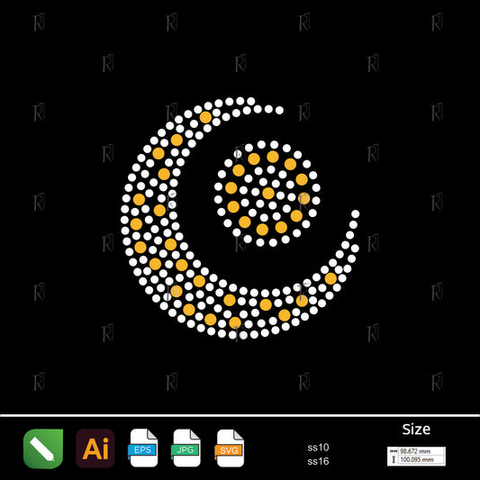 Crescent Glow Rhinestone – Premium Rhinestone Design by Rhinestone1