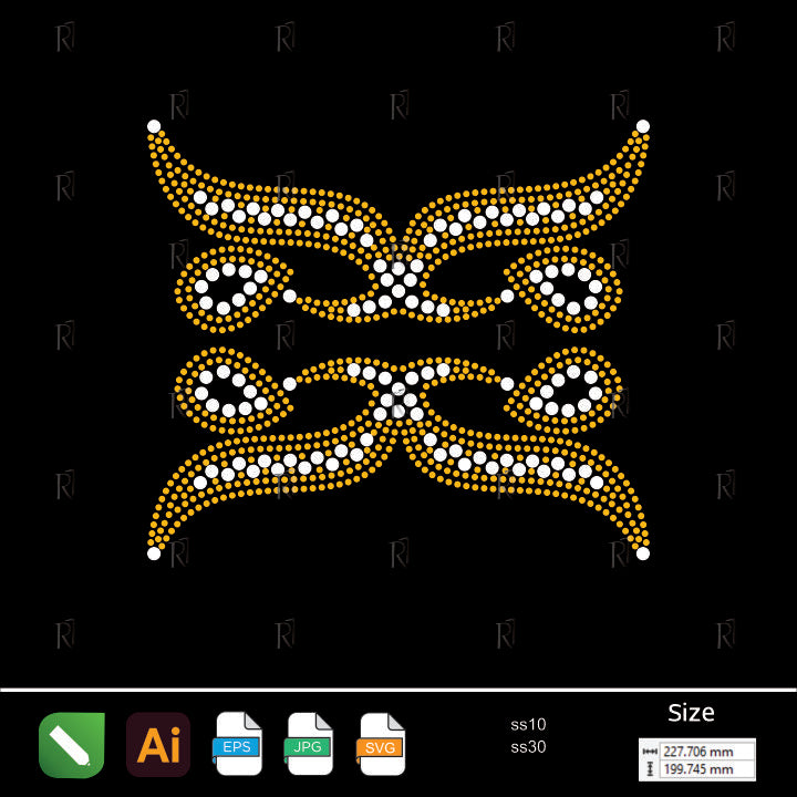 Golden Ornate Swirls – Premium Rhinestone Design by Rhinestone1