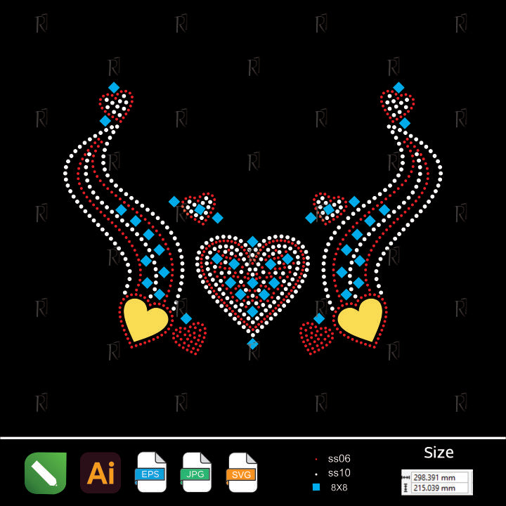 Flowing Hearts Rhinestone Design – Premium Rhinestone Design by Rhinestone1