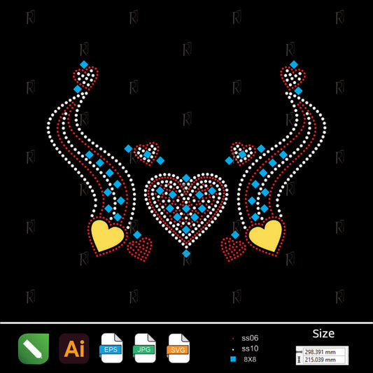 Flowing Hearts Rhinestone Design – Premium Rhinestone Design by Rhinestone1