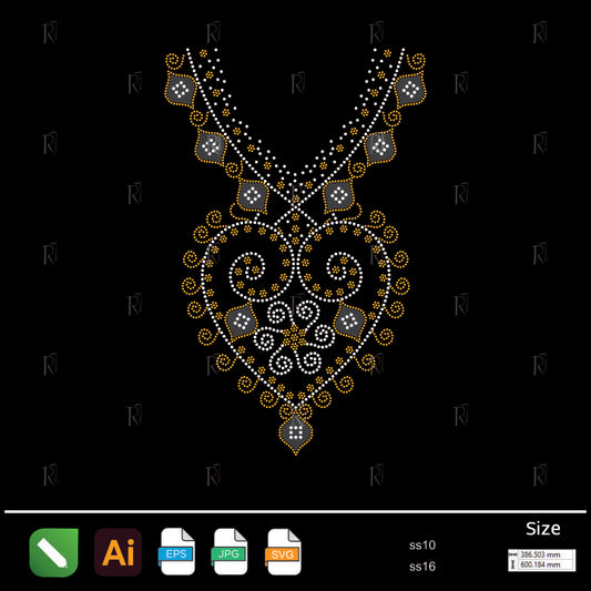 Ornamental Royal Heart Rhinestone – Premium Rhinestone Design by Rhinestone1