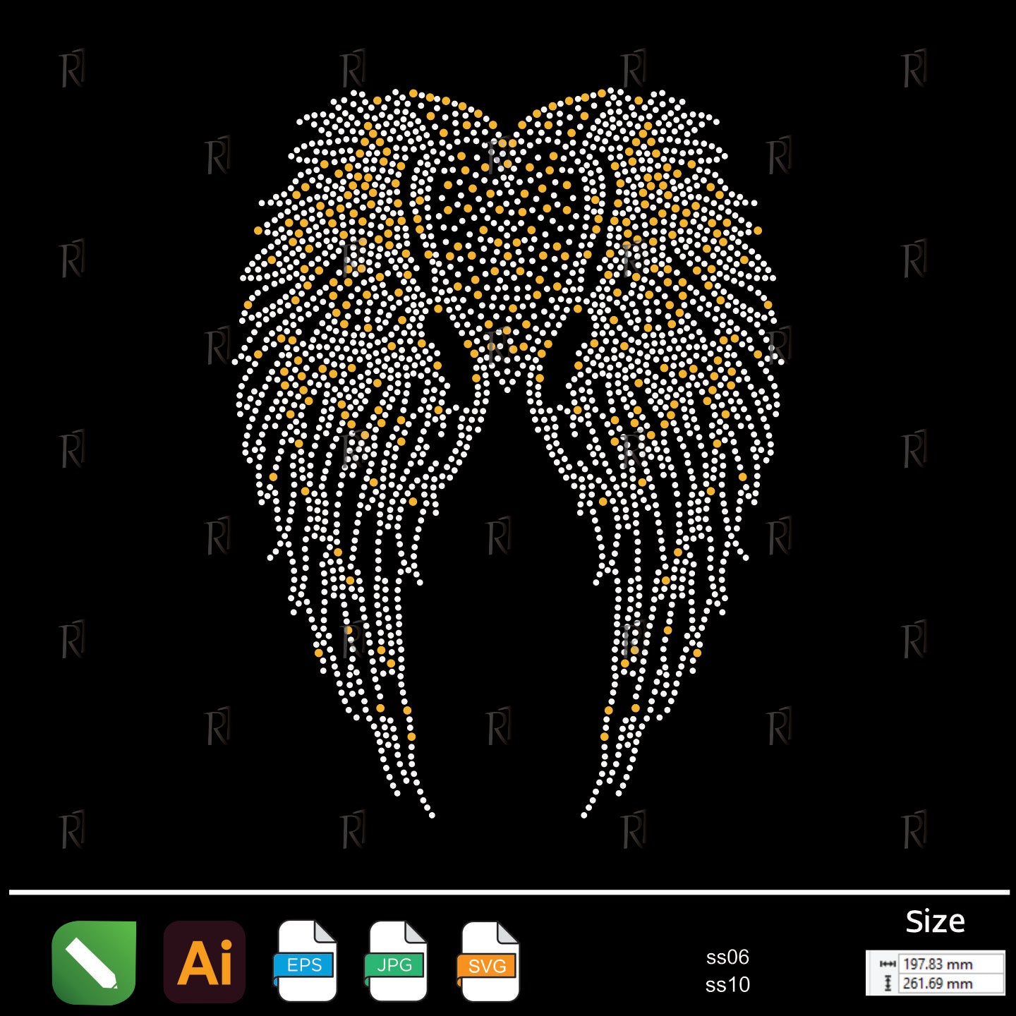 Angel Wings Rhinestone – Premium Rhinestone Design by Rhinestone1