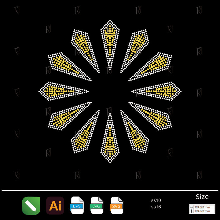 Golden Sunray Mandala Rhinestone – Premium Rhinestone Design by Rhinestone1