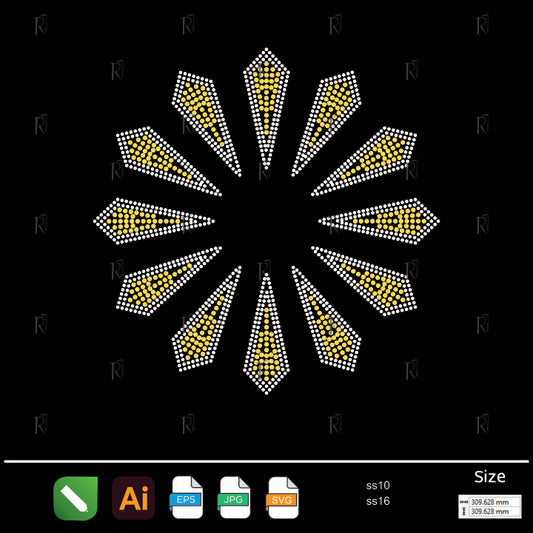Golden Sunray Mandala Rhinestone – Premium Rhinestone Design by Rhinestone1