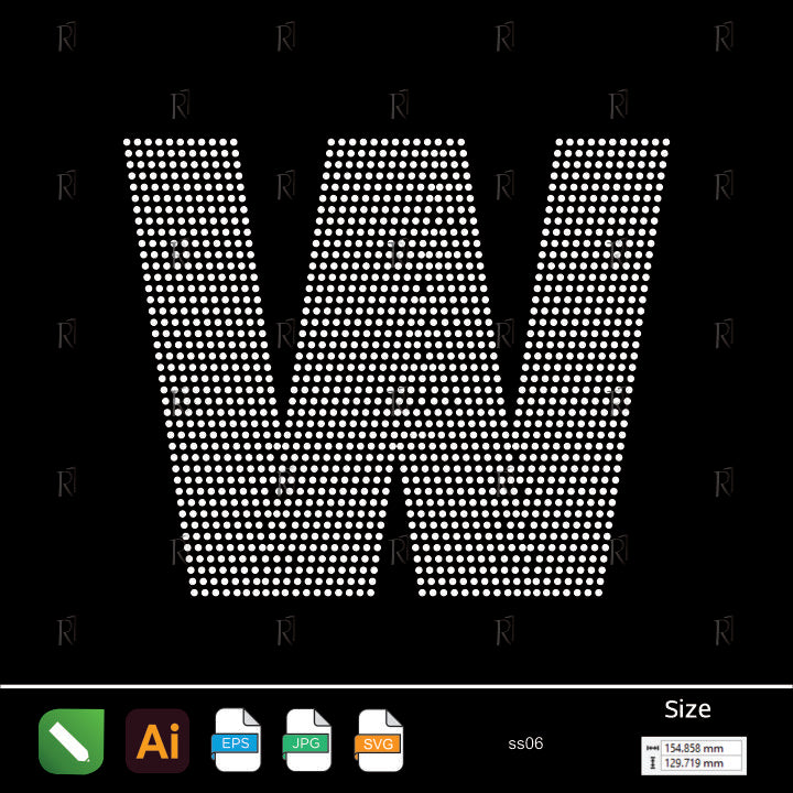 Rhinestone Letter W Bold – Premium Rhinestone Design by Rhinestone1