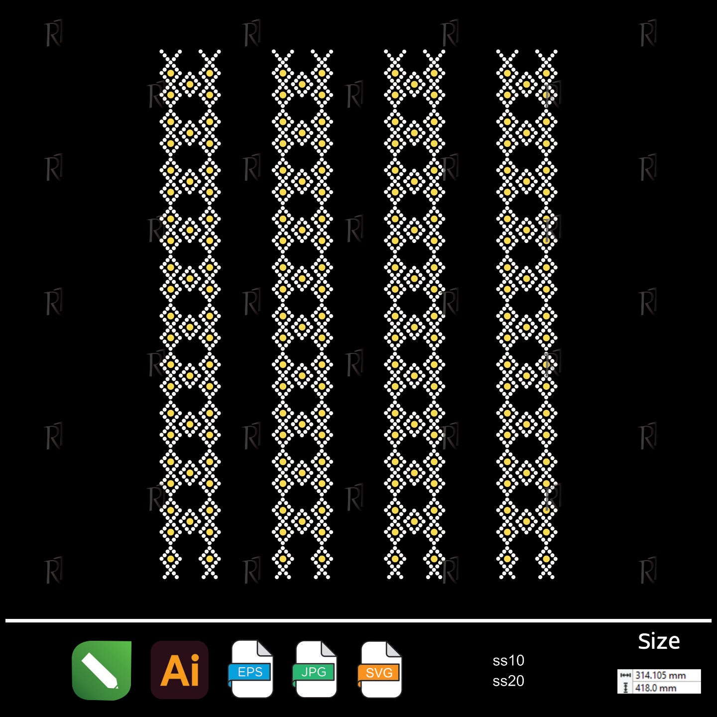 Diamond Chain Borders – Premium Rhinestone Design by Rhinestone1