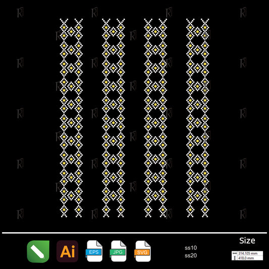 Diamond Chain Borders – Premium Rhinestone Design by Rhinestone1