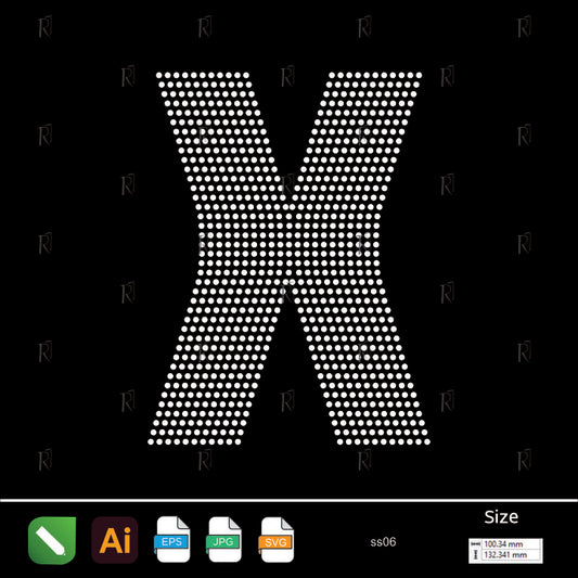Rhinestone Letter X Bold – Premium Rhinestone Design by Rhinestone1