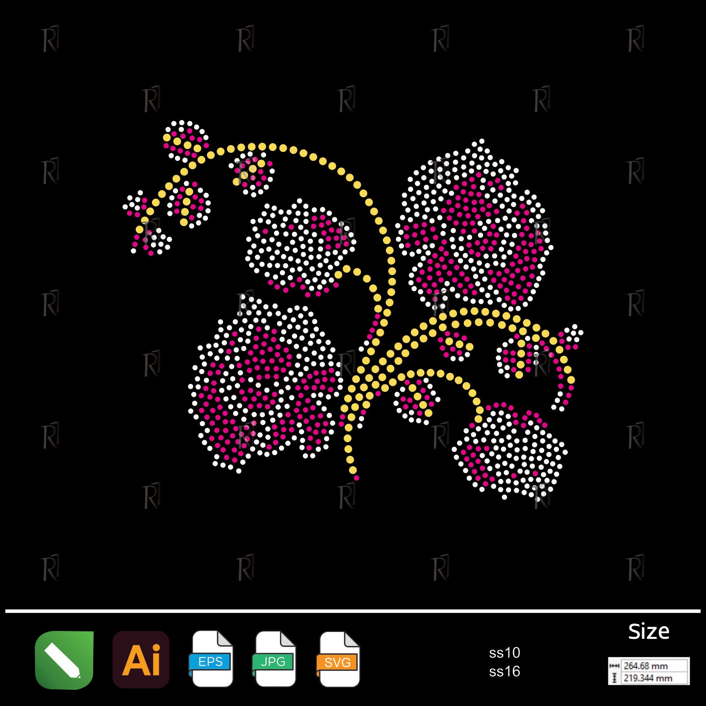 Blooming Tulip Branch Rhinestone – Premium Rhinestone Design by Rhinestone1