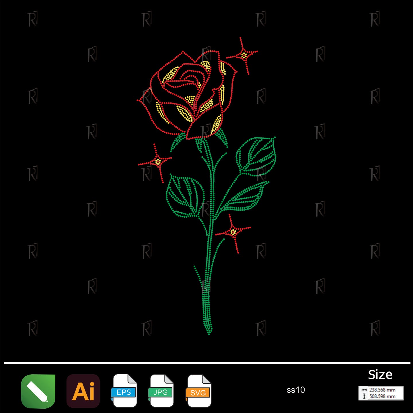 Sparkling Red Rose Rhinestone – Premium Rhinestone Design by Rhinestone1