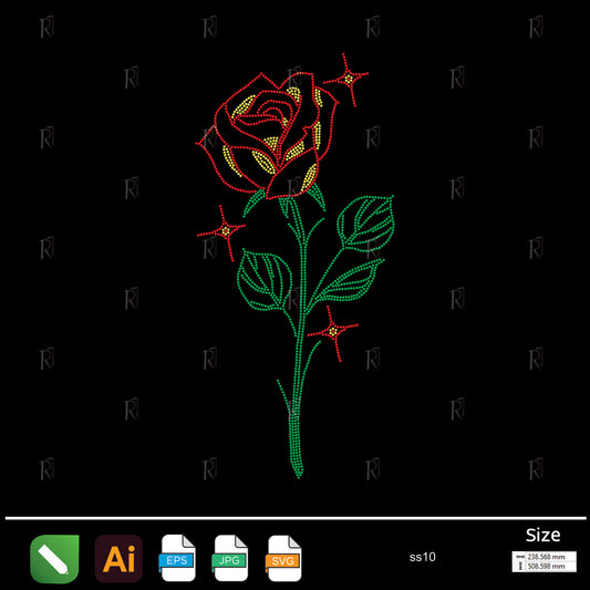 Sparkling Red Rose Rhinestone – Premium Rhinestone Design by Rhinestone1