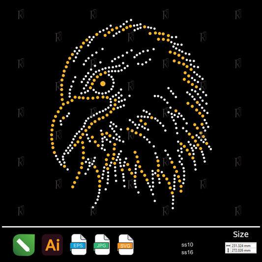 Golden Eagle Head Rhinestone – Premium Rhinestone Design by Rhinestone1