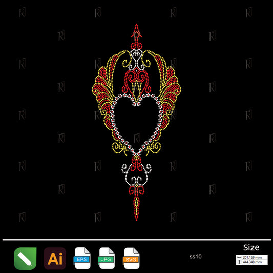 Royal Arrow Heart Rhinestone – Premium Rhinestone Design by Rhinestone1