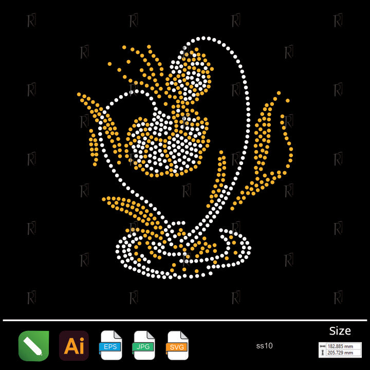 Seashell Heart Splash Rhinestone – Premium Rhinestone Design by Rhinestone1