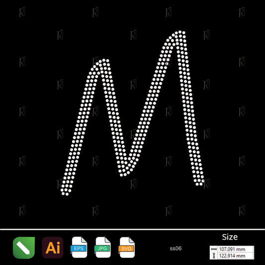 Rhinestone Letter M Script – Premium Rhinestone Design by Rhinestone1