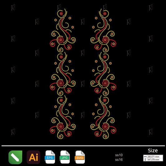 Spiral Floral Border Rhinestone – Premium Rhinestone Design by Rhinestone1