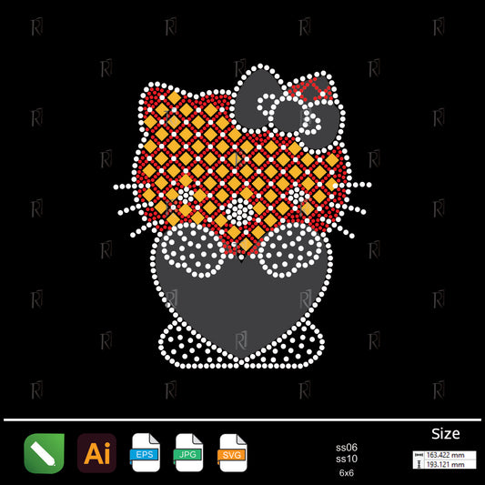Cute Kitty Mosaic Rhinestone Design – Premium Rhinestone Design by Rhinestone1