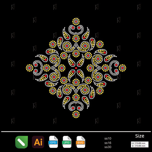 Golden Blossom Medallion – Premium Rhinestone Design by Rhinestone1