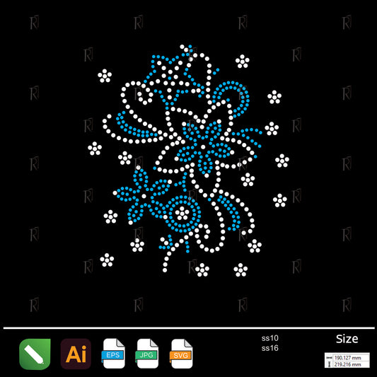 Blue Blossom Cluster Rhinestone – Premium Rhinestone Design by Rhinestone1