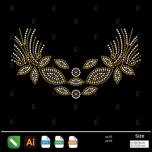 Leaf Garland Collar Rhinestone Pattern – Premium Rhinestone Design by Rhinestone1