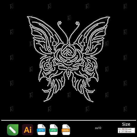 Butterfly Rose Fusion Rhinestone – Premium Rhinestone Design by Rhinestone1