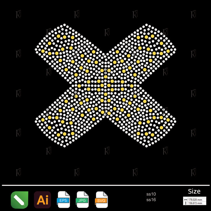 Bold X Shape Rhinestone – Premium Rhinestone Design by Rhinestone1