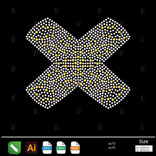 Bold X Shape Rhinestone – Premium Rhinestone Design by Rhinestone1