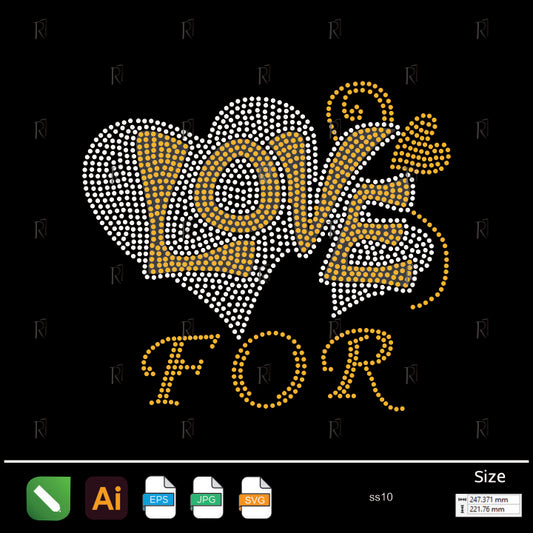 Love for Heart Rhinestone Design – Premium Rhinestone Design by Rhinestone1