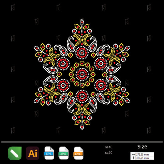 Majestic Bloom Rhinestone Medallion – Premium Rhinestone Design by Rhinestone1