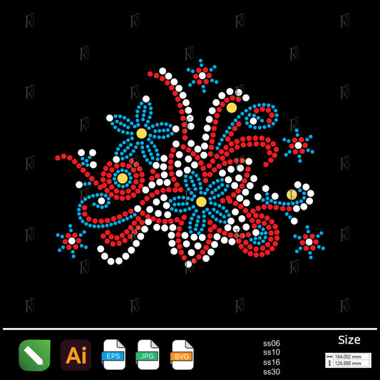 Radiant Floral Splash Rhinestone – Premium Rhinestone Design by Rhinestone1
