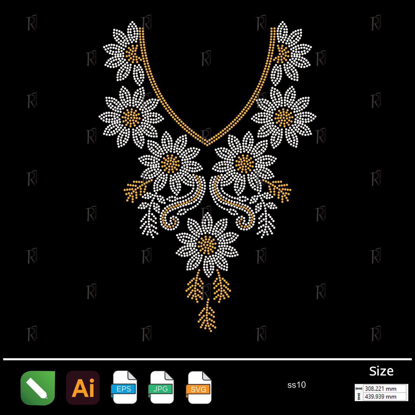 Daisy Floral Necklace Rhinestone – Premium Rhinestone Design by Rhinestone1
