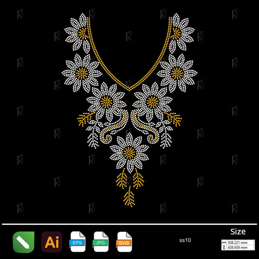Daisy Floral Necklace Rhinestone – Premium Rhinestone Design by Rhinestone1