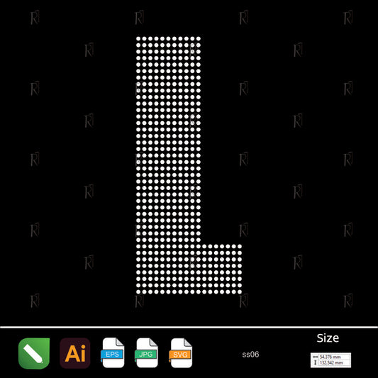 Rhinestone Letter L Bold – Premium Rhinestone Design by Rhinestone1