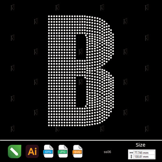Rhinestone Letter B Bold – Premium Rhinestone Design by Rhinestone1