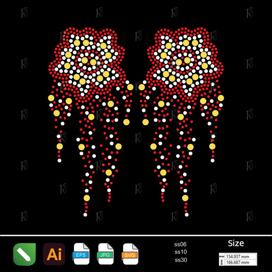 Twin Blossom Falls – Premium Rhinestone Design by Rhinestone1