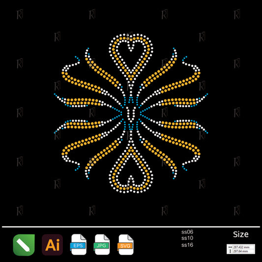 Radiant Heart Bloom Rhinestone – Premium Rhinestone Design by Rhinestone1