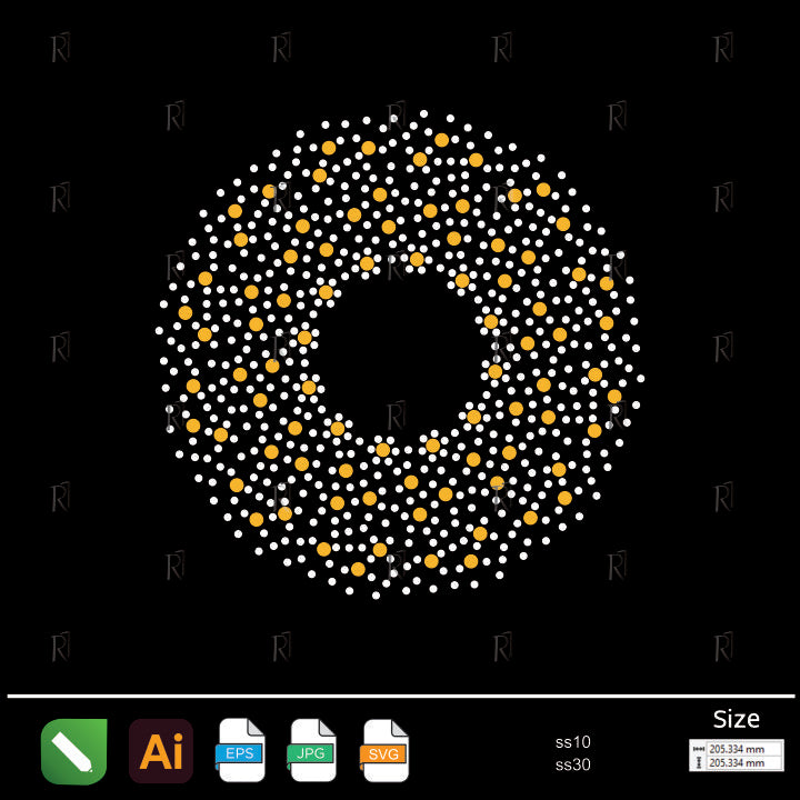 Golden White Circular Rhinestone Frame – Premium Rhinestone Design by Rhinestone1