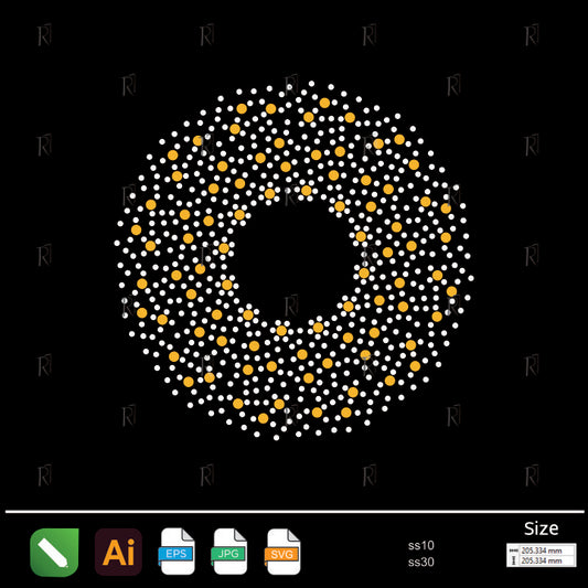 Golden White Circular Rhinestone Frame – Premium Rhinestone Design by Rhinestone1