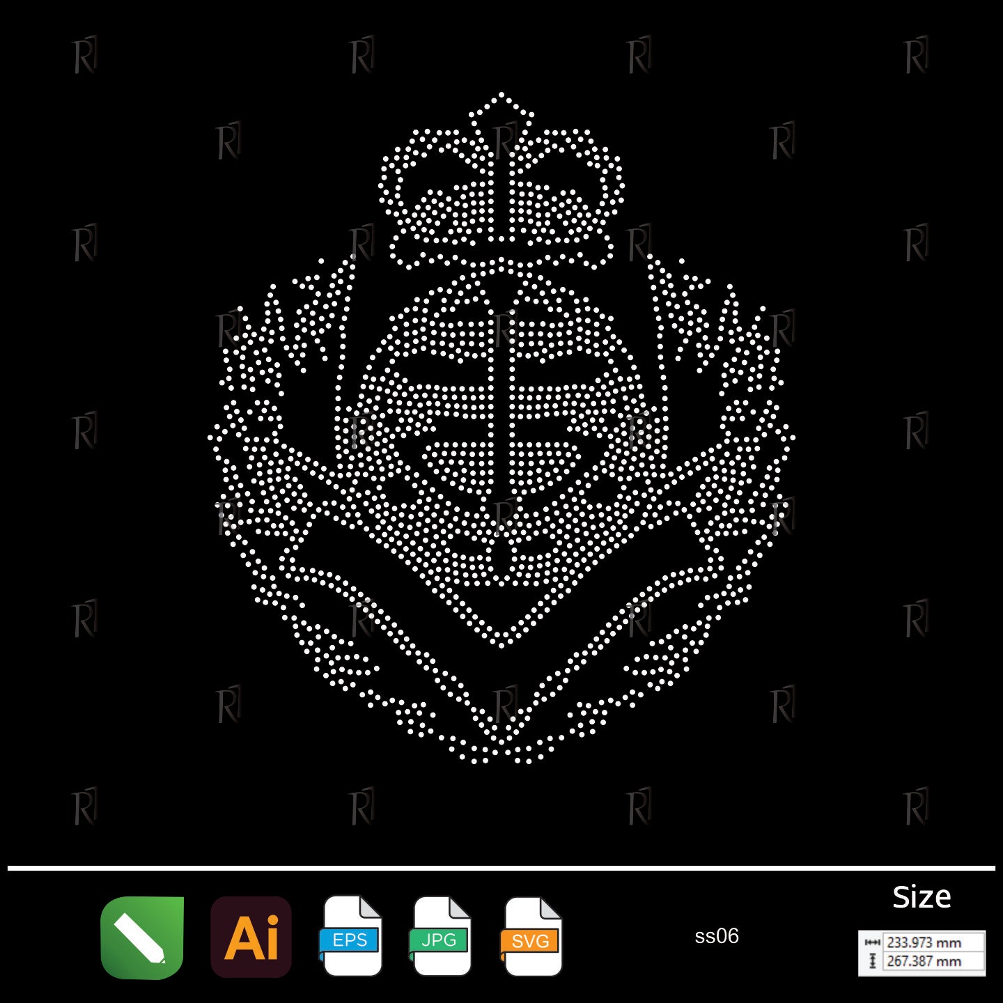 Royal Sword Crest Rhinestone – Premium Rhinestone Design by Rhinestone1