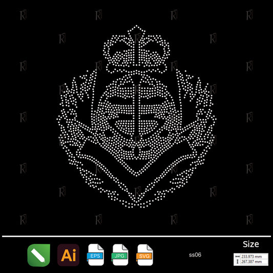 Royal Sword Crest Rhinestone – Premium Rhinestone Design by Rhinestone1