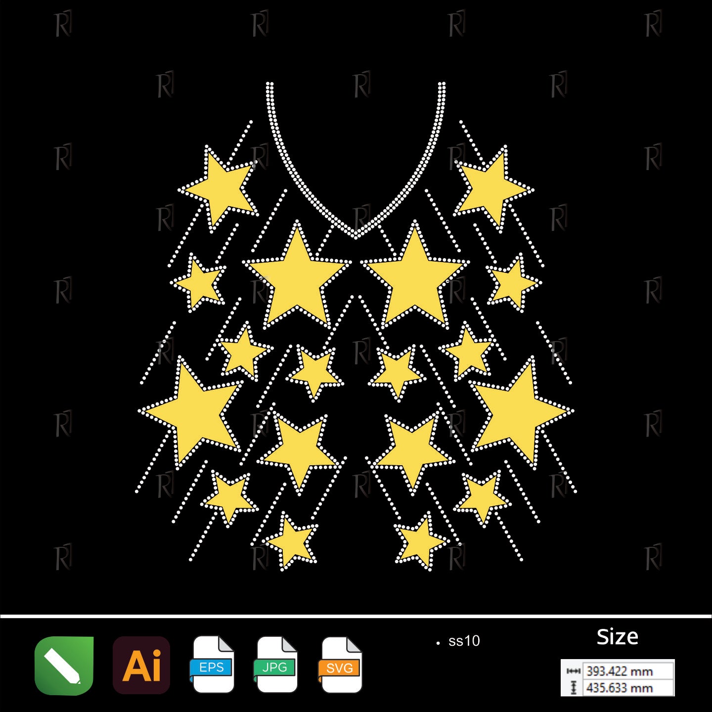 Falling Stars Rhinestone Top – Premium Rhinestone Design by Rhinestone1